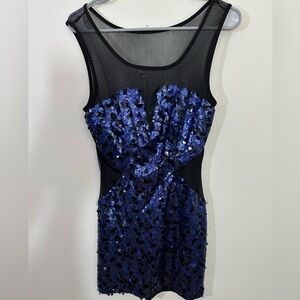 Trixxi sz 11 dress formal style with royal blue and some gold sequins front only
